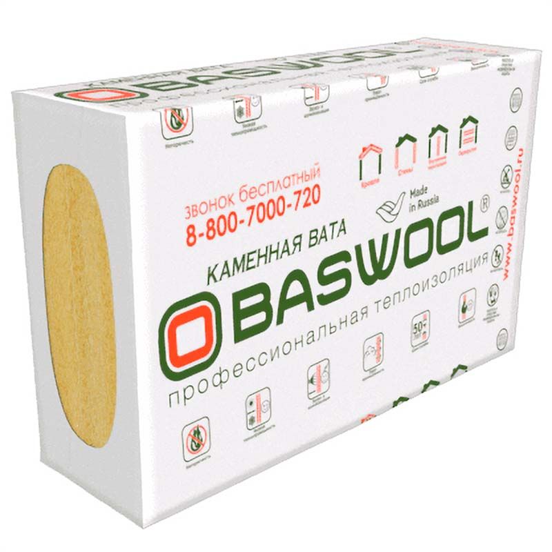 Утеплитель BASWOOL Вент Фасад 70 базальтовая плита 1200х600х50мм
