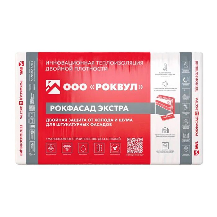 Утеплитель Rockwool Фасад Баттс Экстра базальтовая плита 1000х600х100мм